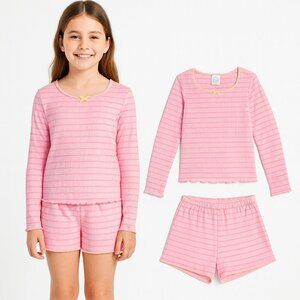 Art Class Girls' 'Striped' Long Sleeve Pointelle Pajama Set Size Large (10/12)